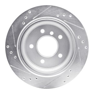 BMW 528I Brake Rotor (1) - Rear Right - R1 Concepts - Drilled & Slotted - Silver - `96-`03